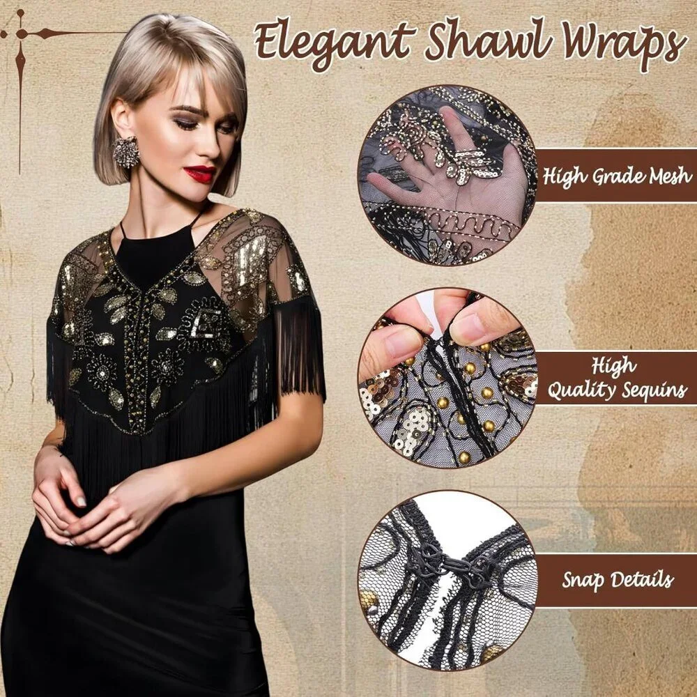 7 Pcs 1920s Flapper Accessories Set for Women Vintage Roaring 20s Costume
